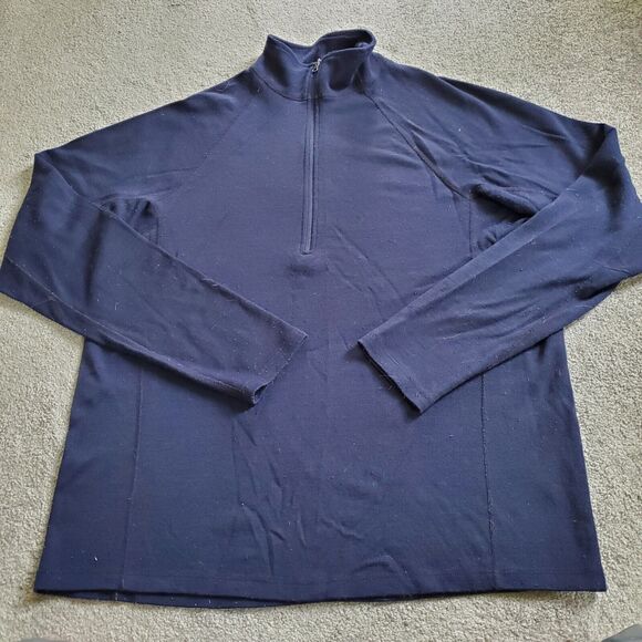 Ibex sweater Mens Large Blue Pullover Merino Wool 1/4 Zip Outdoor Hiking - Picture 2 of 12